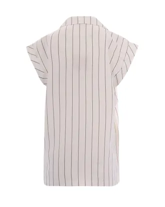 Liu Jo Striped Lyocell-Linen Gilet - White