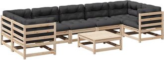 vidaXL Juego De Sof&aacute;s De Jard&iacute;n 8 Pzas Con Conjines Madera Maciza Pino Vidaxl