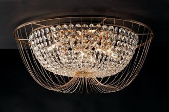 Netlighting Vienna Crystal K9 Flush Ceiling Light Gold E14