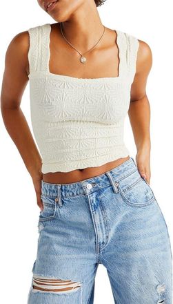 Free People Love Letter Floral Knit Camisole in Ivory at Nordstrom, Size X-Small