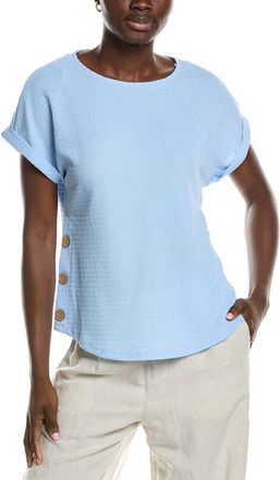 Jones New York Seabreeze Crinkle Side Button Top