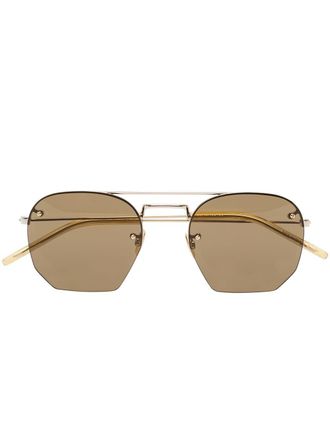 Saint Laurent Eyewear geometric-frame sunglasses - men - Metal/Acetate/Acrylic - 52 - Gold