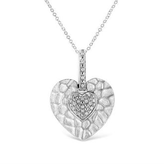 House of Brilliance 925 Sterling Silver Pave-Set Diamond Accent Heart Shape Pendant Necklace in White at Nordstrom