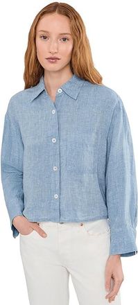 Madewell Straight-Hem Shirt in 100% Linen Womens Clothing Sunfaded Blue : LG (Womens 10-12)