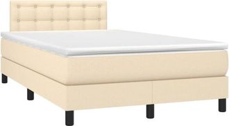 vidaXL Cama Box Spring Con Colch&oacute;n Tela Color Crema 120x190 Cm Vidaxl