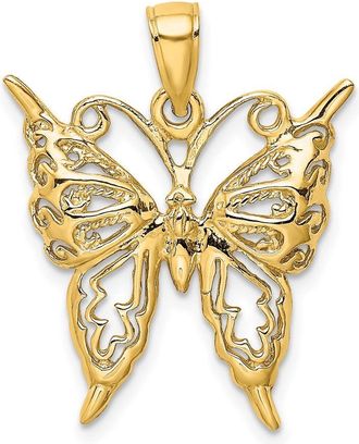 Diamond2Deal 14k Yellow Gold Cut-Out Butterfly Charm