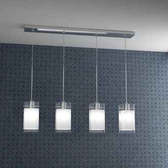 Top-Light Sospensione Contemporanea Wild Metallo Cromo Vetro Satinato 4 Luci E27