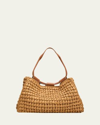 Giorgio Armani Medium Raffia Shopping Tote Bag