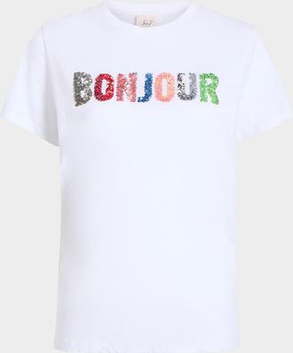 Cinq &agrave; Sept Crewneck Sequined Bonjour Tee