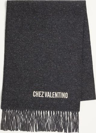 Valentino Garavani Wool Scarf With VLogo Embroidery Man ANTHRACITE UNI
