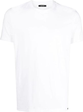 Tom Ford Katoenen T-shirt met ronde hals en logo - Heren - T-shirts - Wit - XL - Katoen - Tops