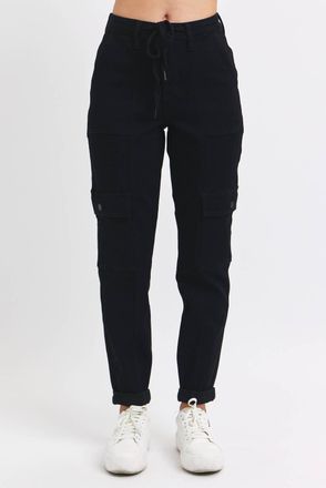 Judy Blue High Waist Cargo Cuffed Jogger In Black