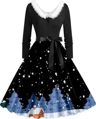 Generic Womens Dresses, Sexy Elf Costume Adult Women Ladies Winter Dresses Womens Vintage Elegant Maxi Swing Dress Adult Party Outfits for Women UK Baby Chris