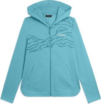 Freddy Felpa Cappuccio in French Terry con Zip e Motivo Grafico