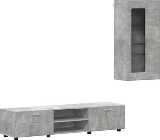 vidaXL Conjunto De Mueble De Tv Gris Concreto Madera De Ingenier&iacute;a Vidaxl