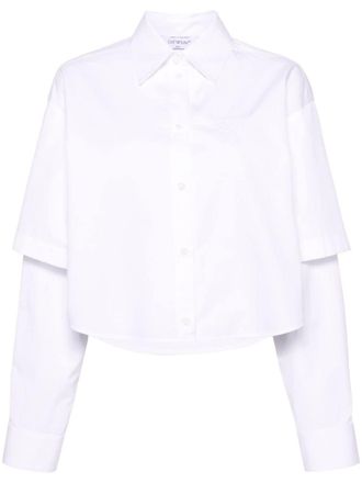 Off-white Gelaagde katoenen blouse met geborduurd logo - Wit