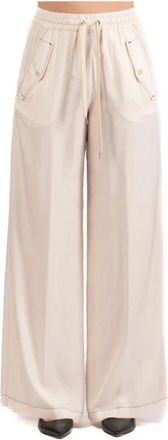 Pinko Wijde Broek - Dames - Wijde Broeken - Roze - S - Polyester - Broeken