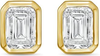 Diana M. Jewels 14Kt Yellow Gold 1.00 cts Lab Grown Emerald Diamond Bezel Studs