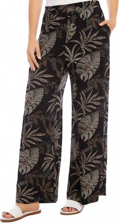 Karen Kane Winry Wide Leg Pants In Black, White, Brown Multi