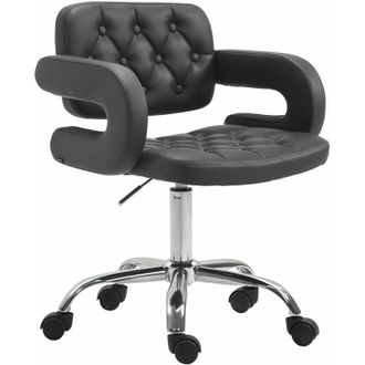 Clp Taburete Con Ruedas Dublin En Cuero Pu Negro