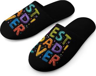 Generic BEST Dad EVER Mens Slippers Warm Non-Slip Houes Shose Spa Slipper for Home Bedroom