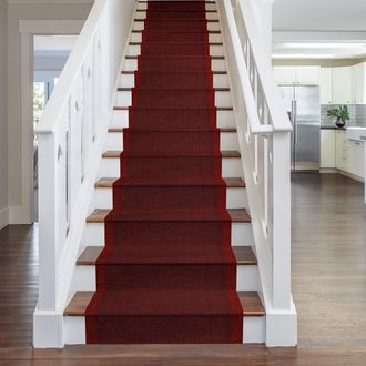 Runrug Stair Runner Carpet - Durable, Non-Slip, 7mm - Aztec in Red | Size: 66 cm x 540 cm