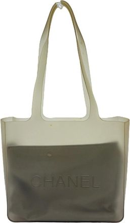 Chanel Gray Yellow Rubber Pouch Shoulder Bag Tote Bag (Pre-Owned)