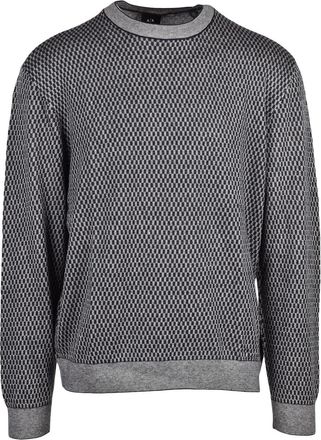 A|X Armani Exchange White Checkerboard Cotton-Blend Sweater