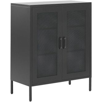 Beliani Beliani - Aparador De Metal Negro 2 Puertas Estantes Almacenaje Oficina En Casa Wakatipu