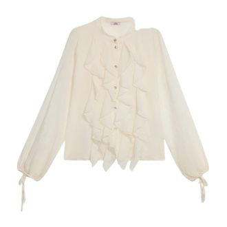 Oltre Overhemden, Dames, Wit, 3Xl, Katoen, Gerimpelde Blouse