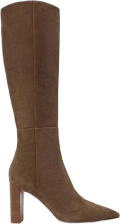 Alexandre Birman Su&egrave;de kniehoge laars met hak - Dames - Laarzen met Hak - Bruin - 38 1/2 EU - Su&egrave;de - Schoenen