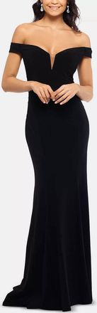 Xscape Off-The-Shoulder Gown In Black