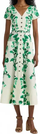 Saloni Zoey E Midi Dress In Saffier Vines