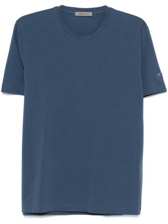 Corneliani embroidered-logo T-shirt - men - Cotton/Elastane - 56 - Blue