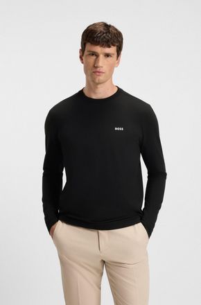 Boss Green by Hugo Boss Langarmshirt BOSS GREEN Tee Long, Herren, Gr. L, schwarz (schwarz001), Single Jersey, Obermaterial: 95% Baumwolle, 5% Elasthan, regular fit, Rundhals,
