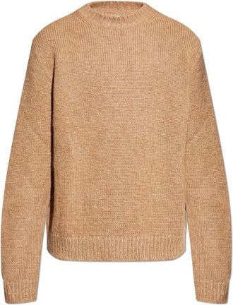 Jil Sander Wollen trui - Heren - Ronde hals truien - Beige - L - Wol - Truien & Vesten