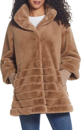 Gallery Water Resistant Faux Fur Jacket in Camel at Nordstrom, Size X-Large