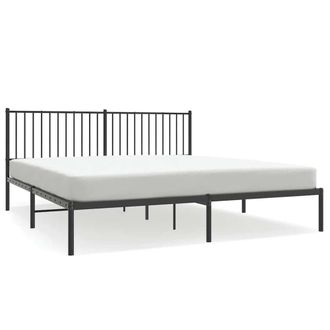 Berkfield Home Metal Bed Frame with Headboard Black 180x200 cm Super King
