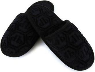 Philipp Plein Flat Slippers Hexagon Unisex in Black at Nordstrom, Size Large