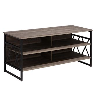 Beliani Beliani - Mueble Para Tv De Madera Oscura Con Metal Negro 4 Estantes Unidad De Almacenamiento Sala De Estar Industrial Moderno Carlisle