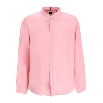 HUGO BOSS Heren, Overhemden, Roze, Maat: XL Linnen