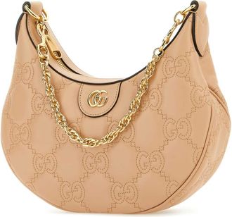 Gucci Womens Gg-Quilted Leather Shoulder Bag Beige
