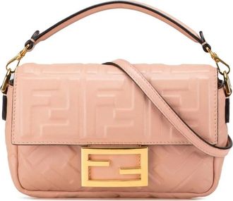 Fendi Pre-owned Handbags, female, Pink, Size: ONE SIZE Pre-owned Baguette Mini Quilted Leather