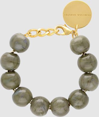 Vanessa Baroni Bracelet Beads Light Olive Marble