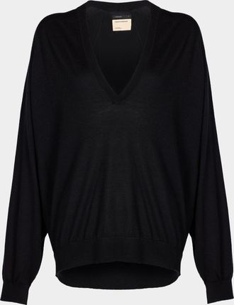 Frenckenberger Johnny Cashmere and Silk V-Neck Sweater Size: L