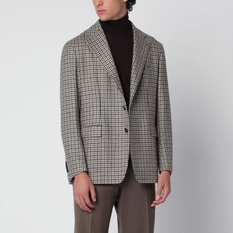 Tagliatore Single-breasted jacket with tobacco Vichy pattern