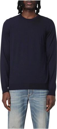 Drumohr Rondgebreide trui - Heren - Ronde hals truien - Blauw - 2XL - Wol - Truien & Vesten