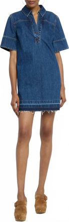 Veronica Beard Felice Denim Mini Dress In Stoned Bright Blue