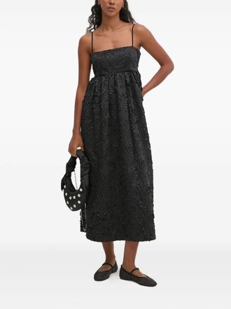 Stine Goya rose-embellished midi dress - Black