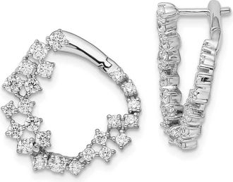 Diamond2Deal 14k White Gold 1 1/2 ct Lab Grown Diamond Fancy Hoop Earrings VS Clarity, D-E Color